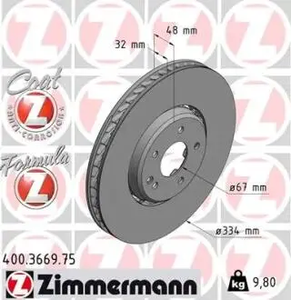 Тормозной диск ZIMMERMANN 400366975