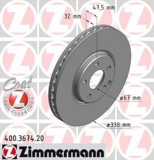 Тормозной диск ZIMMERMANN 400367420