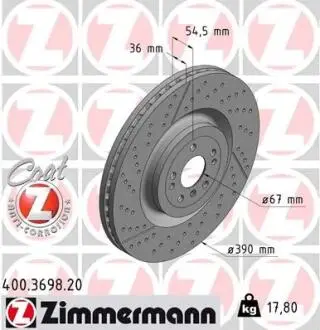 Диск тормозной ZIMMERMANN 400369820