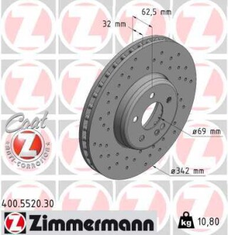 Диск тормозной MERCEDES FORMULA S ZIMMERMANN 400552030 (фото 1)