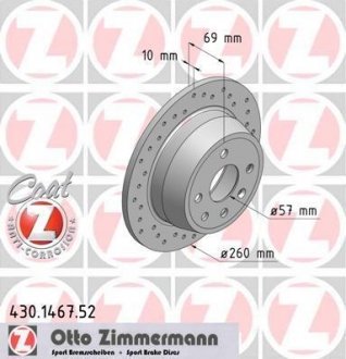 Диск гальмівний ZIMMERMANN 430.1467.52 (фото 1)