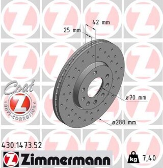 Гальмівний диск ZIMMERMANN 430147352