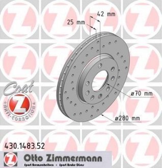 Тормозной диск ZIMMERMANN 430148352 (фото 1)