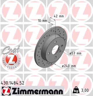 Гальмівний диск ZIMMERMANN 430148452