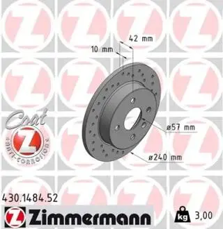 Тормозной диск ZIMMERMANN 430148452
