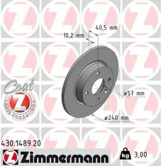 Тормозной диск ZIMMERMANN 430148920