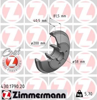 Гальмiвнi барабани заднi ZIMMERMANN 430179020