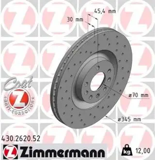 Гальмівний диск ZIMMERMANN 430262052