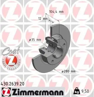 Гальмiвнi диски з пiдшипником COAT Z заднi ZIMMERMANN 430263920