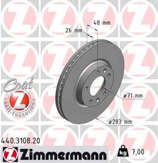 Гальмівний диск ZIMMERMANN 440310820