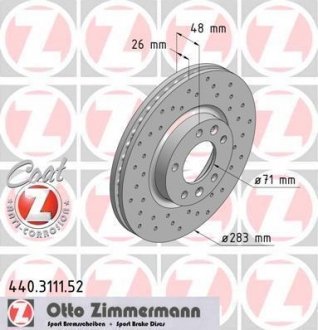 Тормозной диск ZIMMERMANN 440311152 (фото 1)