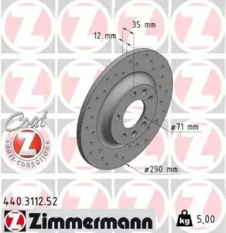 Тормозной диск ZIMMERMANN 440311252