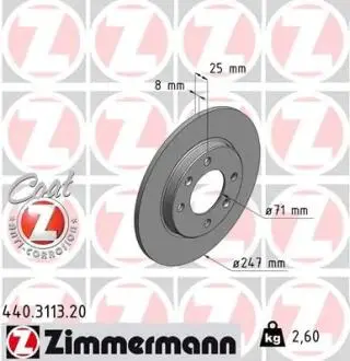 Гальмівний диск ZIMMERMANN 440311320