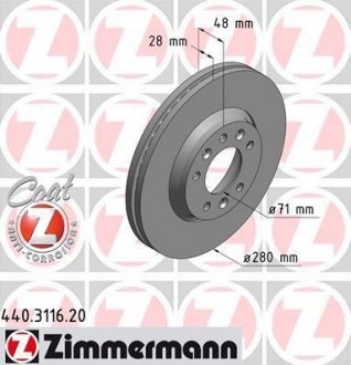 Тормозной диск ZIMMERMANN 440311620