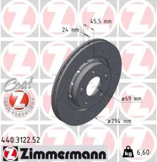 Диск тормозной ZIMMERMANN 440.3122.52