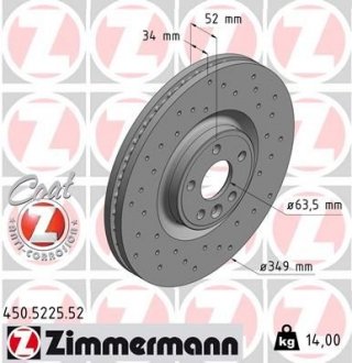 Тормозной диск ZIMMERMANN 450522552