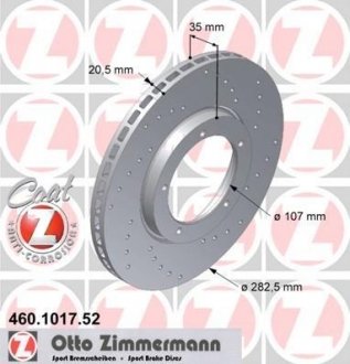 Тормозной диск ZIMMERMANN 460101752 (фото 1)