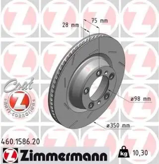 Диск тормозной ZIMMERMANN 460.1586.20