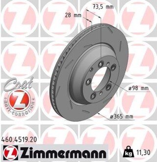 Задній правий гальмівний диск ZIMMERMANN 460451920