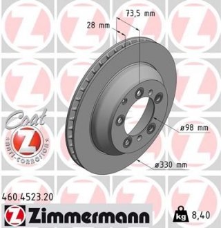 Диск тормозной зад Coat Z ZIMMERMANN 460452320