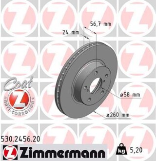 Гальмівний диск ZIMMERMANN 530245620