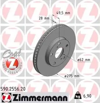 Тормозной диск ZIMMERMANN 590255620