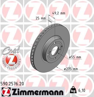 Гальмівний диск ZIMMERMANN 590257620