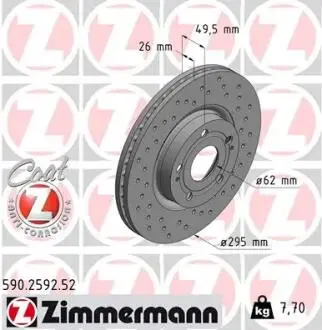 Тормозной диск ZIMMERMANN 590259252