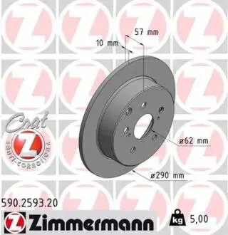 Тормозной диск ZIMMERMANN 590259320