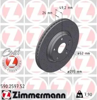 Диск тормозной ZIMMERMANN 590.2597.52
