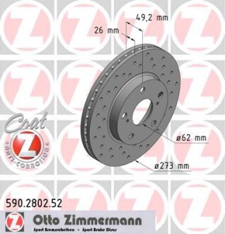 Гальмівний диск ZIMMERMANN 590280252