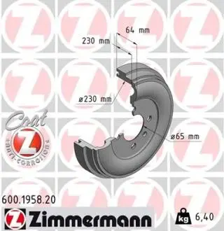 Тормозной барабан ZIMMERMANN 600195820