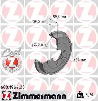 Гальмiвнi барабани Coat Z заднi ZIMMERMANN 600196420