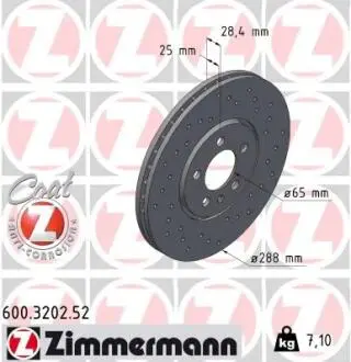 Тормозной диск ZIMMERMANN 600320252