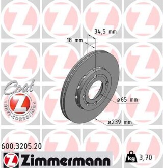 Тормозной диск ZIMMERMANN 600320520