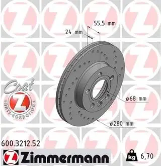 Тормозной диск ZIMMERMANN 600321252