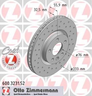 Тормозной диск ZIMMERMANN 600323152 (фото 1)
