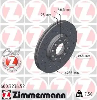 Тормозной диск ZIMMERMANN 600323652