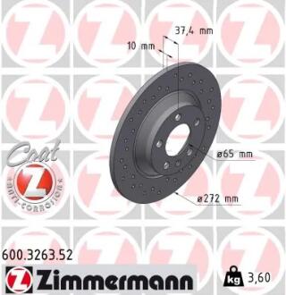 Гальмiвнi диски заднi ZIMMERMANN 600326352