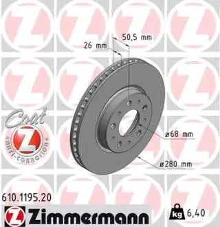 Гальмівний диск ZIMMERMANN 610119520
