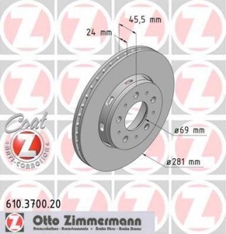 Тормозной диск ZIMMERMANN 610370020 (фото 1)