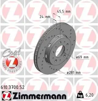 Тормозной диск ZIMMERMANN 610370052