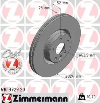 Диск тормозной ZIMMERMANN 610.3729.20