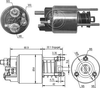 Втягивающее реле стартера ZM ZM395