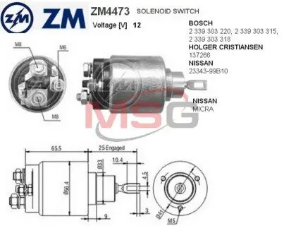 Втягуюче релє стартера ZM ZM4473