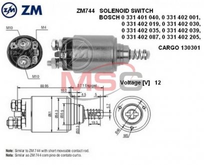 Втягивающее реле ZM ZM744 (фото 1)