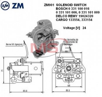 Реле втягуюче стартера ZM ZM901